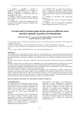 Corvina and Corvinone Grape Berries Grown in Different Areas and Their Aptitude to Postharvest Dehydration