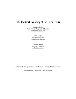 The Political Economy of the Euro Crisis