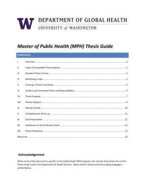 Master of Public Health (MPH) Thesis Guide
