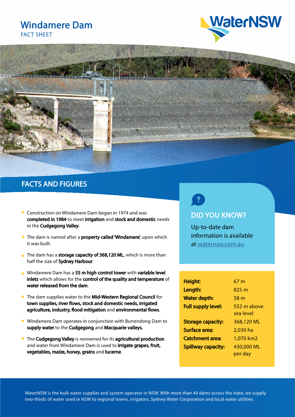 Windamere Dam FACT SHEET