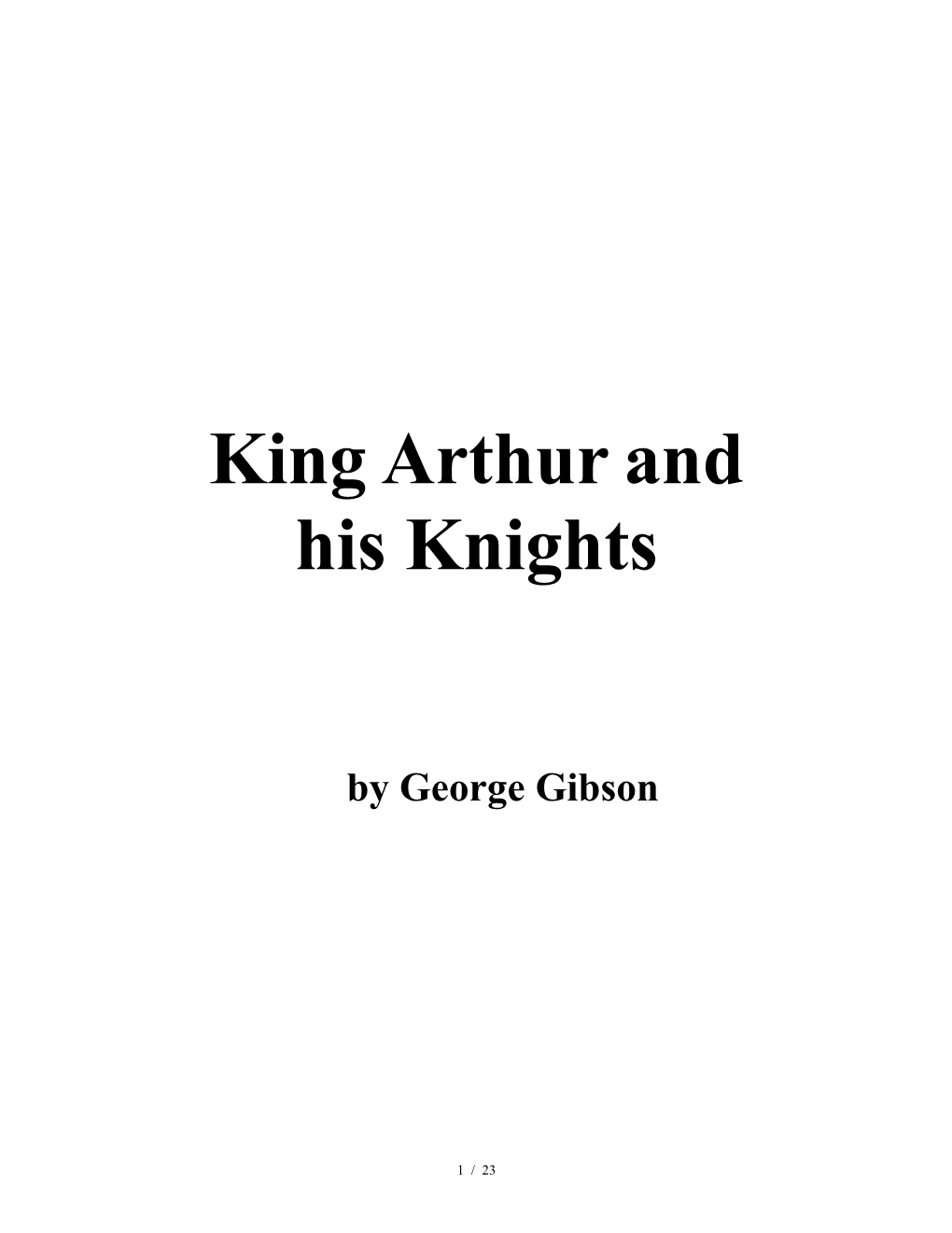 King Arthur and His Knights