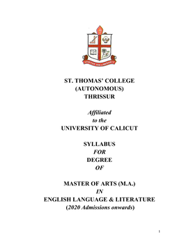 M. a English Language and Literature