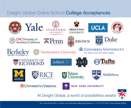 Dwight Global Online School College Acceptances