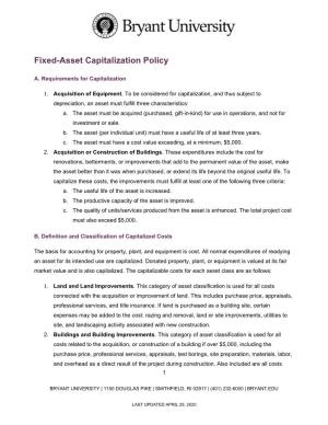Fixed-Asset Capitalization Policy