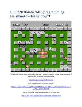 CSSE220 Bomberman Programming Assignment – Team Project