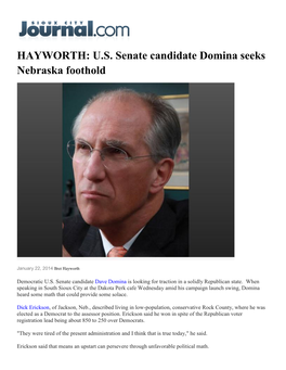 HAYWORTH: US Senate Candidate Domina Seeks