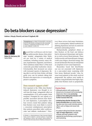 Do Beta Blockers Cause Depression?
