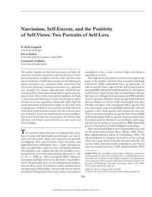 Narcissism, Self-Esteem, and the Positivity of Self-Views: Two Portraits of Self-Love