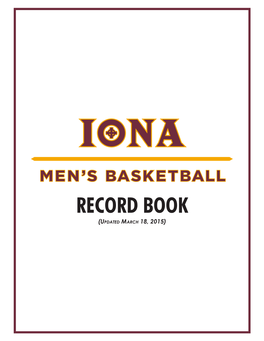 RECORD BOOK (Updated March 18, 2015)