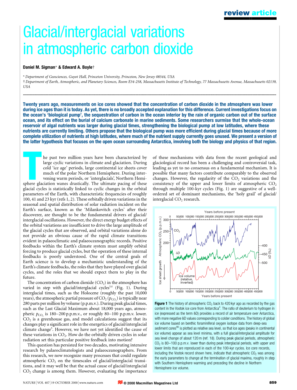 Glacial/Interglacial Variations in Atmospheric Carbon Dioxide