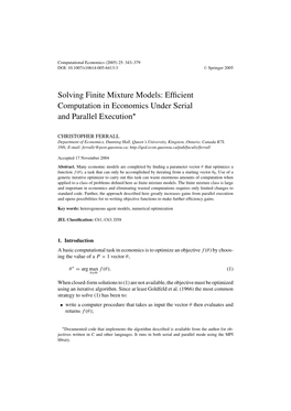 Solving Finite Mixture Models: Efficient Computation in Economics Under