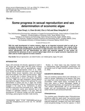 Some Progress in Sexual Reproduction and Sex Determination of Economic Algae