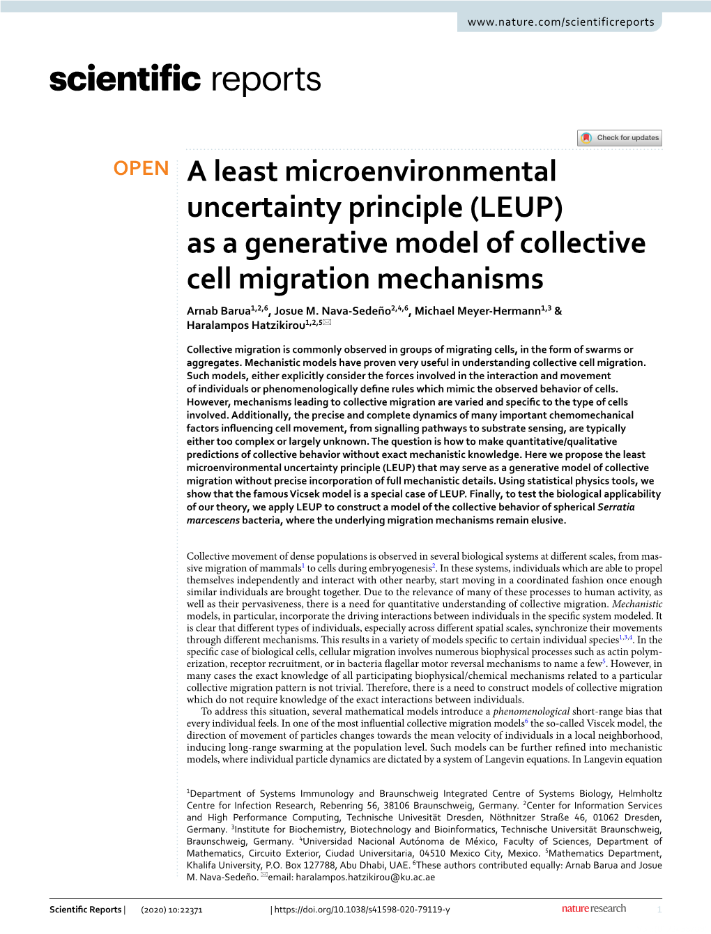 As a Generative Model of Collective Cell Migration Mechanisms Arnab Barua1,2,6, Josue M