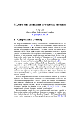 Mapping the Complexity of Counting Problems