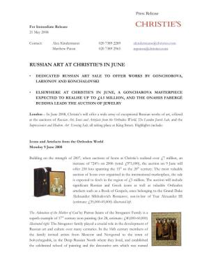 Russian Art at Christie's in June