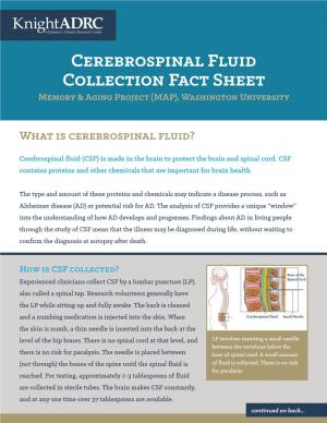 Cerebrospinal Fluid Collection Fact Sheet Memory & Aging Project (MAP), Washington University