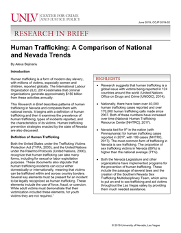 Human Trafficking: a Comparison of National and Nevada Trends