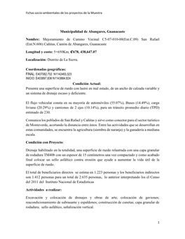 Municipalidad De Abangares, Guanacaste Nombre: Mejoramiento