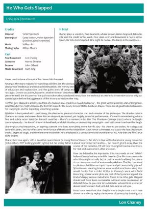 Lon Chaney:Programme Notes.Qxd