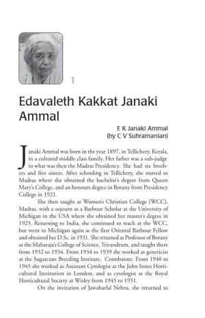 Edavaleth Kakkat Janaki Ammal E K Janaki Ammal (By C V Subramanian)