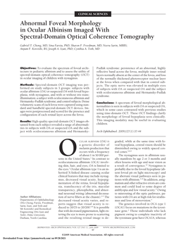 Abnormal Foveal Morphology in Ocular Albinism Imaged with Spectral-Domain Optical Coherence Tomography