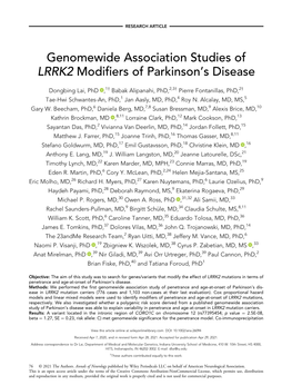 Genome-Wide Association Studies of LRRK2