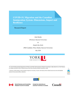 COVID-19, Migration and the Canadian Immigration System: Dimensions, Impact And