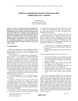 Robust User Identification Based on Facial Action Units Unaffected By