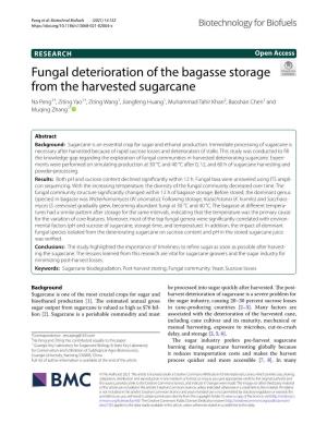 Fungal Deterioration of the Bagasse Storage from the Harvested Sugarcane
