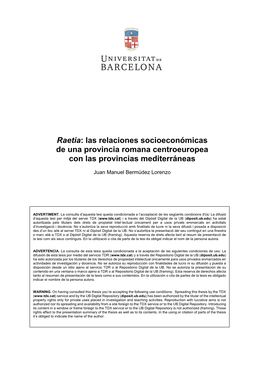 Raetia: Las Relaciones Socioeconómicas De Una Provincia Romana Centroeuropea Con Las Provincias Mediterráneas