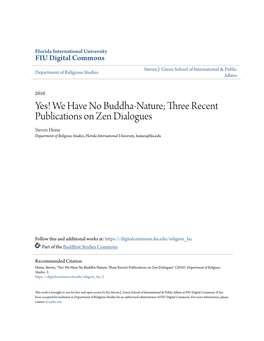 Three Recent Publications on Zen Dialogues Steven Heine Department of Religious Studies, Florida International University, Heines@Fiu.Edu