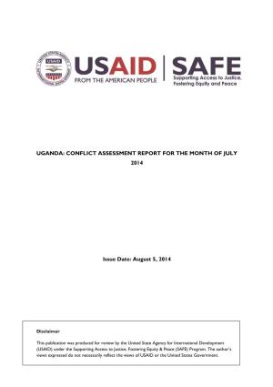 Uganda: Conflict Assessment Report for the Month of July 2014