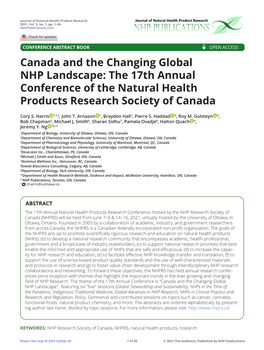 Canada and the Changing Global NHP Landscape: the 17Th Annual Conference of the Natural Health Products Research Society of Canada