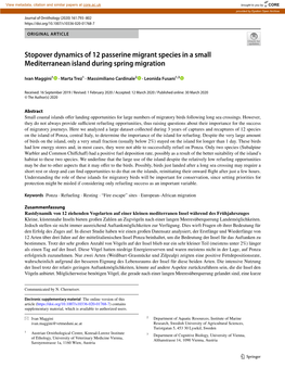 Stopover Dynamics of 12 Passerine Migrant Species in a Small Mediterranean Island During Spring Migration