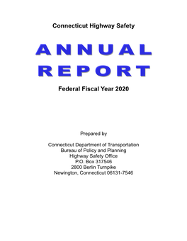Connecticut Highway Safety Federal Fiscal Year 2020
