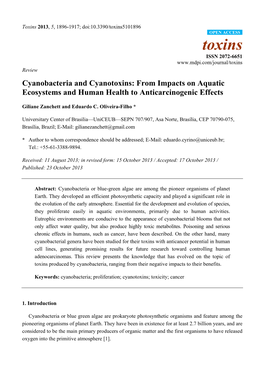 Cyanobacteria and Cyanotoxins: from Impacts on Aquatic Ecosystems and Human Health to Anticarcinogenic Effects