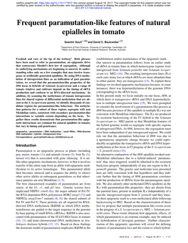 Frequent Paramutation-Like Features of Natural Epialleles in Tomato