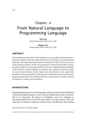 From Natural Language to Programming Language