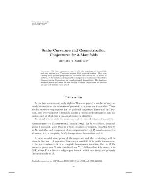 Scalar Curvature and Geometrization Conjectures for 3-Manifolds