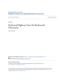 Redwood Highway/Save the Redwoods Movement Susie Van Kirk
