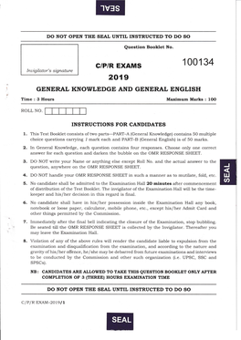 G/P/R Exams General Knowledge and General