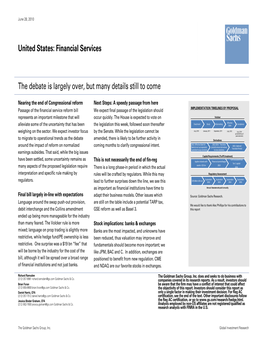 United States: Financial Services the Debate Is Largely Over, but Many