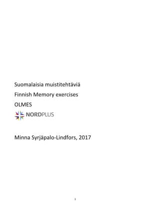 Suomalaisia Muistitehtäviä Finnish Memory Exercises OLMES Minna