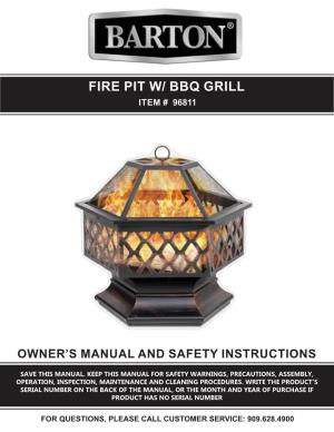 Fire Pit W/ Bbq Grill Item # 96811