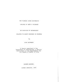 By a Thesis Submitted to the Department of Anthropology In