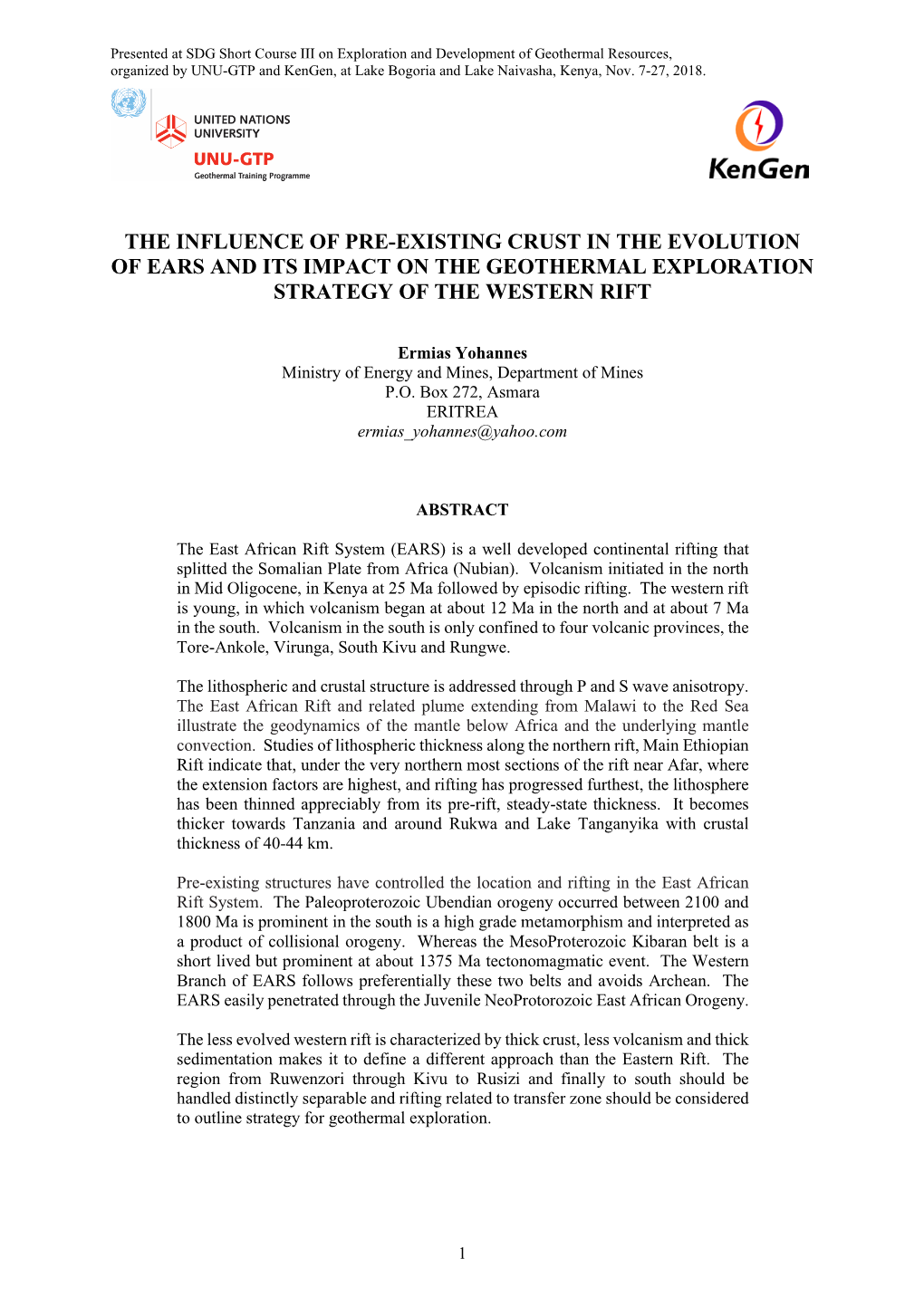 The Influence of Pre-Existing Crust in the Evolution of Ears and Its Impact on the Geothermal Exploration Strategy of the Western Rift