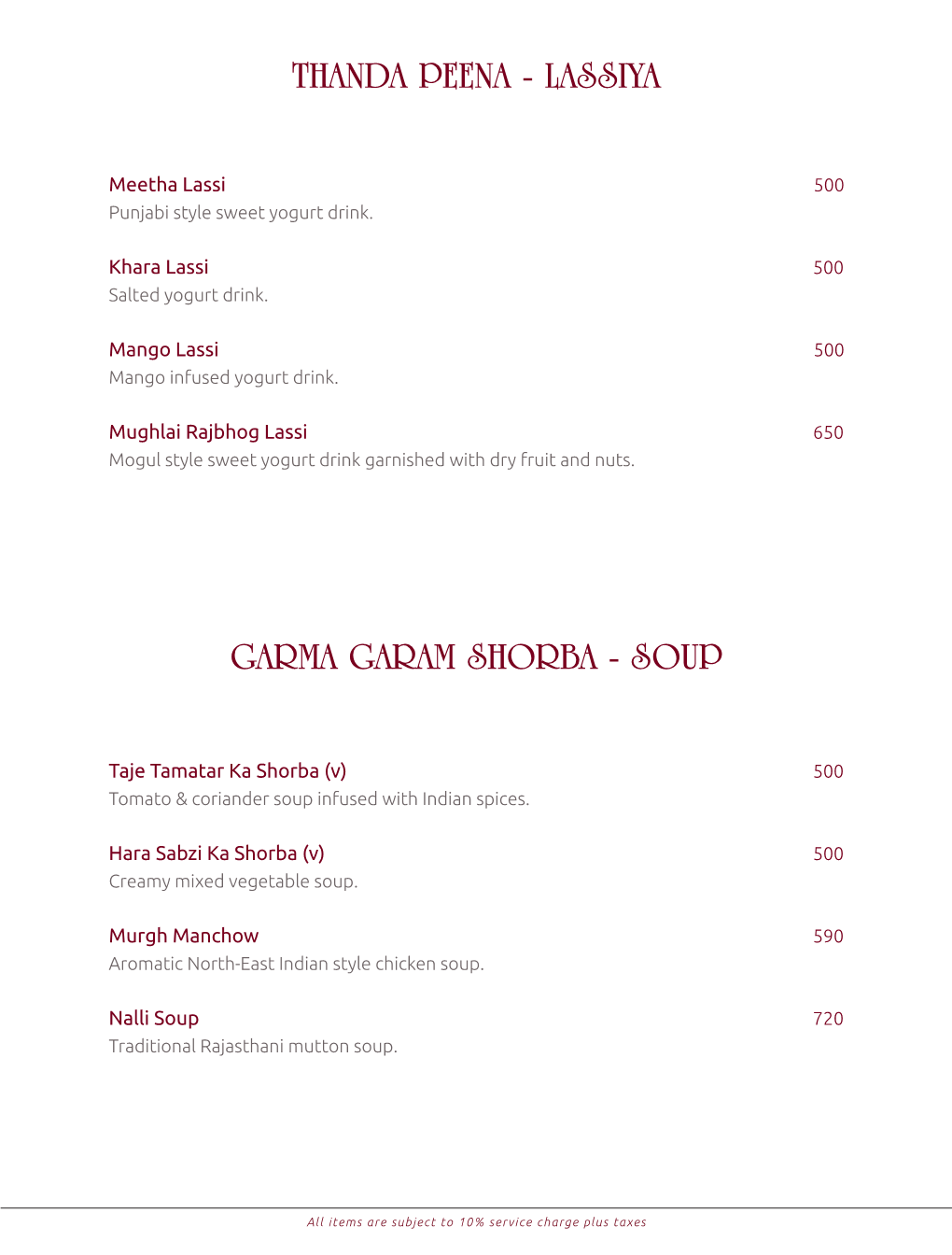 Alhambra Menu 2019 (Latest Indian Menu) (22Cm X