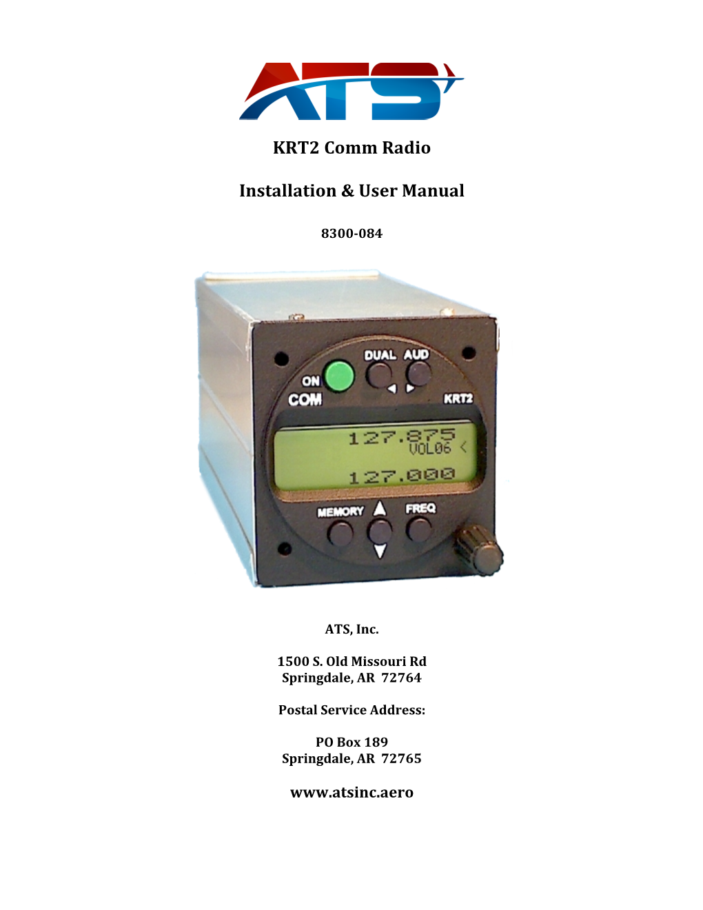 KRT2 Comm Radio Installation & User Manual