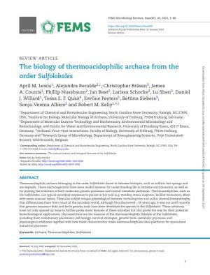 The Biology of Thermoacidophilic Archaea from the Order Sulfolobales