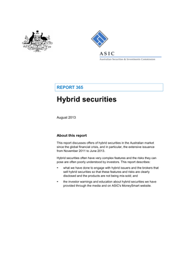 Report REP 365 Hybrid Securities